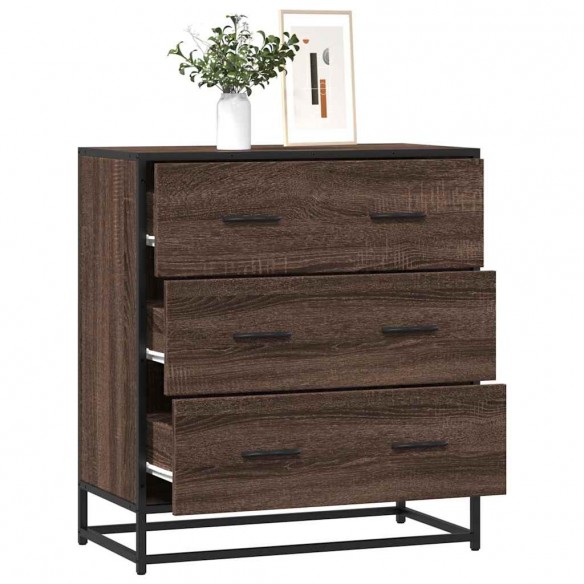 Buffet chêne marron 68x35x76 cm bois d'ingénierie et métal