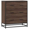 Buffet chêne marron 68x35x76 cm bois d'ingénierie et métal