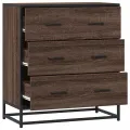 Buffet chêne marron 68x35x76 cm bois d'ingénierie et métal