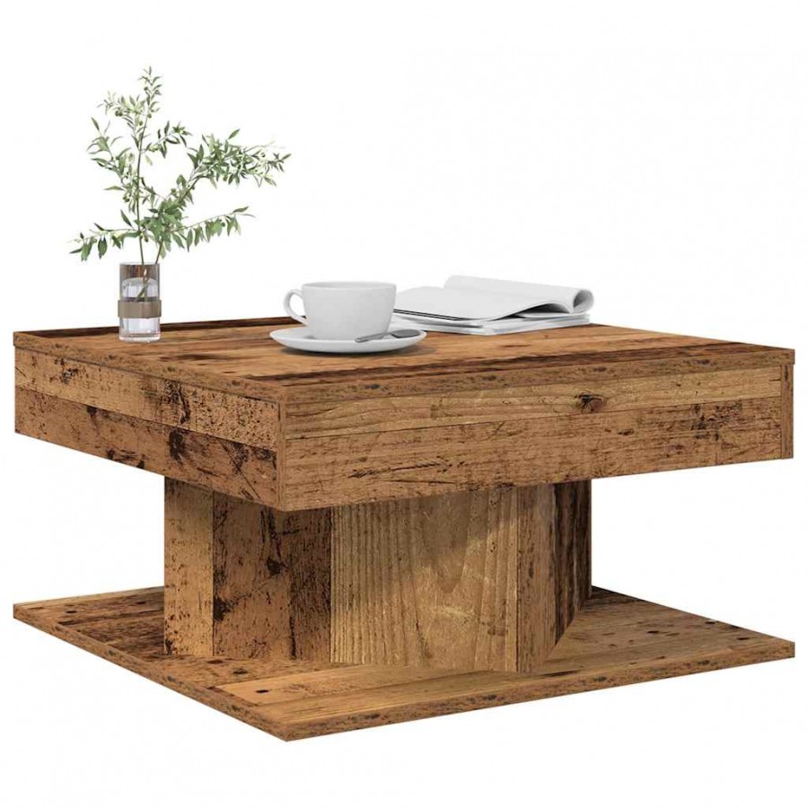 Table basse vieux bois 55x55x30 cm bois d'ingénierie