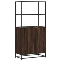 Buffet haut chêne marron 68x35x139 cm bois d'ingénierie métal