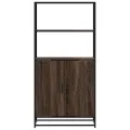 Buffet haut chêne marron 68x35x139 cm bois d'ingénierie métal