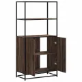 Buffet haut chêne marron 68x35x139 cm bois d'ingénierie métal