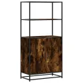 Buffet haut chêne fumé 68x35x139 cm bois d'ingénierie métal