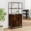 Buffet haut chêne fumé 68x35x139 cm bois d'ingénierie métal