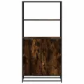 Buffet haut chêne fumé 68x35x139 cm bois d'ingénierie métal