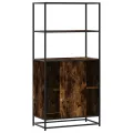 Buffet haut chêne fumé 68x35x139 cm bois d'ingénierie métal
