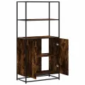 Buffet haut chêne fumé 68x35x139 cm bois d'ingénierie métal