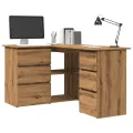 Bureau d'angle chêne artisanal 145x100x76 cm bois d'ingénierie