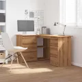 Bureau d'angle chêne artisanal 145x100x76 cm bois d'ingénierie