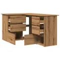 Bureau d'angle chêne artisanal 145x100x76 cm bois d'ingénierie