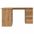 Bureau d'angle chêne artisanal 145x100x76 cm bois d'ingénierie