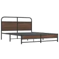 Cadre de lit en métal sans matelas chêne marron 160x200 cm