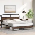 Cadre de lit en métal sans matelas chêne marron 160x200 cm