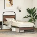 Cadre de lit sans matelas 80x200cm chêne marron bois ingénierie