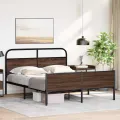 Cadre de lit en métal sans matelas chêne marron 150x200 cm