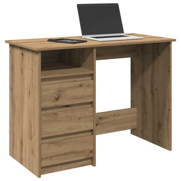 Bureau chêne artisanal 102x50x75 cm bois d'ingénierie