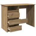 Bureau chêne artisanal 102x50x75 cm bois d'ingénierie