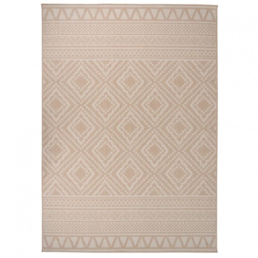 Tapis à tissage plat d'extérieur 120x170 cm Rayures brunes