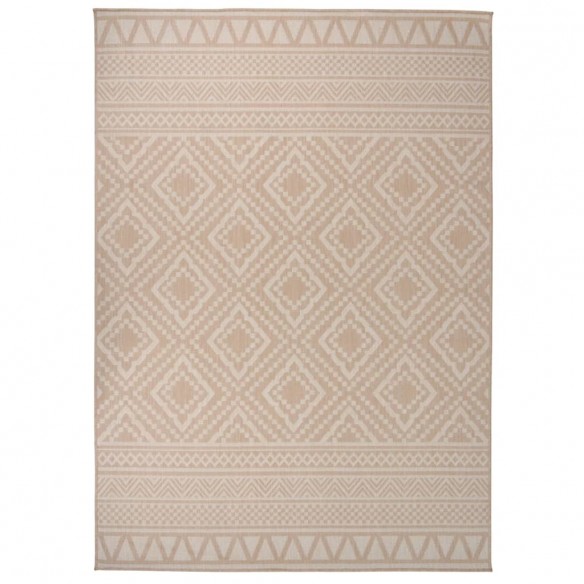 Tapis à tissage plat d'extérieur 120x170 cm Rayures brunes