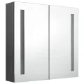 Armoire de salle de bain à miroir LED Gris 62x14x60 cm