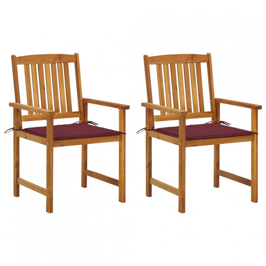 Chaises de jardin avec coussins lot de 2 Bois d'acacia massif