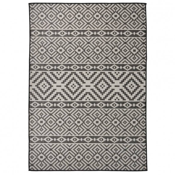 Tapis à tissage plat d'extérieur 140x200 cm Rayures noires