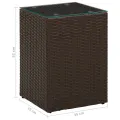Table d'appoint dessus verre Marron 35x35x52 cm Résine tressée