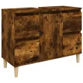 Meuble d'évier chêne fumé 80x33x60 cm bois d'ingénierie