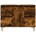 Meuble d'évier chêne fumé 80x33x60 cm bois d'ingénierie