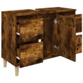 Meuble d'évier chêne fumé 80x33x60 cm bois d'ingénierie
