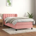 cadre de lit et matelas Rose 80x200 cm Velours