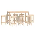 Ensemble de bar 9 pcs Bois de pin massif