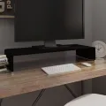 Meuble TV/support pour moniteur 80x30x13 cm verre noir
