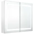 Armoire de salle de bain à miroir LED Blanc brillant 80x12x68cm