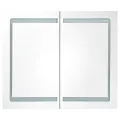 Armoire de salle de bain à miroir LED Blanc brillant 80x12x68cm