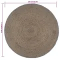 Tapis fait à la main Jute Rond 210 cm Gris