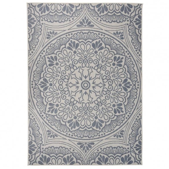 Tapis à tissage plat d'extérieur 140x200 cm Motif bleu