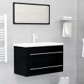 Armoire d'évier Noir 80x38,5x48 cm Bois d’ingénierie