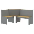 Banc d'angle REINE 151cm marron miel et gris bois de pin solide