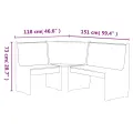 Banc d'angle REINE 151cm marron miel et gris bois de pin solide