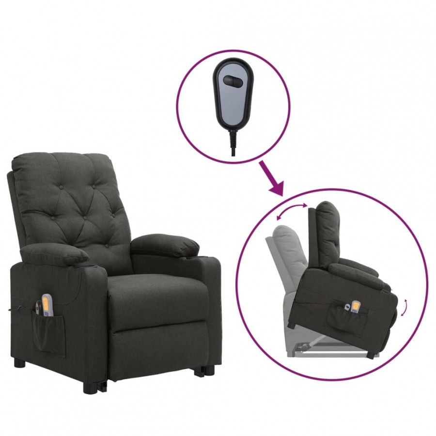 Fauteuil de massage inclinable Gris foncé Tissu