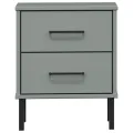 Table de chevet avec pieds en métal Gris Bois pin massif OSLO