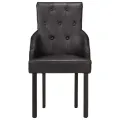 Chaises à manger lot de 6 noir cuir de chèvre véritable