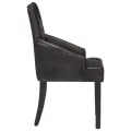Chaises à manger lot de 6 noir cuir de chèvre véritable