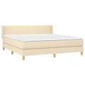 cadre de lit avec matelas Crème 160x200 cm Tissu