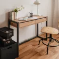 Finori Table console Denver 44 Chêne artisanal et gris anthracite
