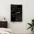 Armoire à bijoux avec miroir murale noir 37,5x10x106 cm