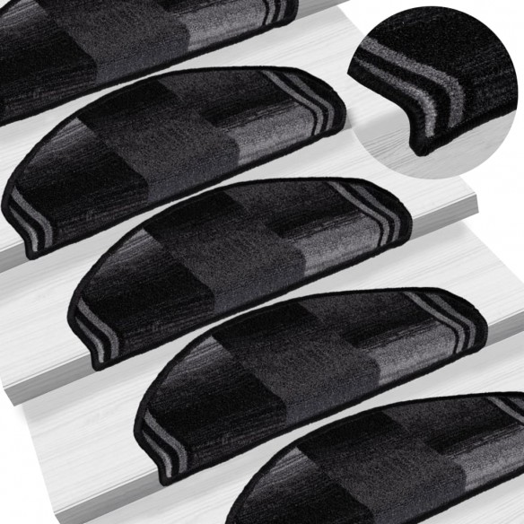 Tapis d'escalier autoadhésifs 10 pcs 65x21x4 cm Noir et gris