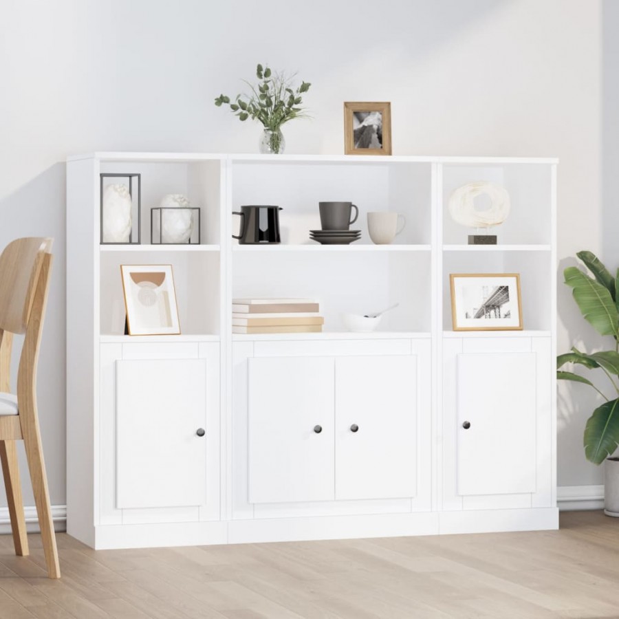 Buffets 3 pcs blanc bois d'ingénierie